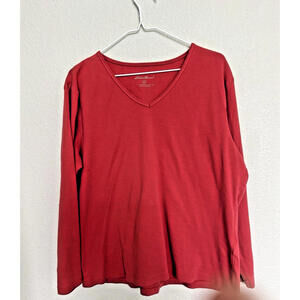 Eddie Bauer Red‎ color  T-Shirt Womens XL Long Sleeve V-Neck Cotton Polyester